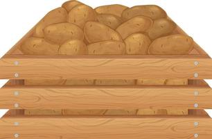 Potato. Wooden box with potatoes. Potatoes in a wooden box. Fresh vegetables in a box. Vector illustration isolated on a white background