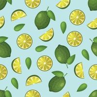 patrón sin costuras un patrón con una imagen de limón y rodajas de limón en rodajas. patrón de cal. ilustración vectorial vector