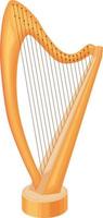 The harp. A stringed musical instrument. The golden harp. Vector illustration isolated on a white background