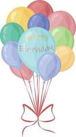 Happy Birthday. Festive illustration with the image of multicolored balloons with the inscription happy birthday. Greeting card, happy birthday. Vector