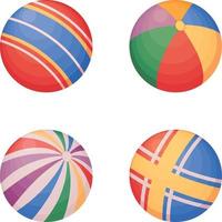 Rubber balls. A set of rubber balls of various colors. Children s balls for outdoor games. Collection of children s balls, vector illustration