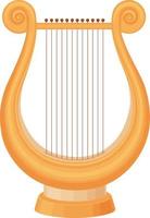 The harp. A stringed musical instrument. The golden harp. Vector illustration isolated on a white background