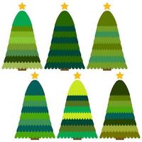 Set of Christmas trees. Isolated vector illustration for Merry Christmas and Happy New Year.