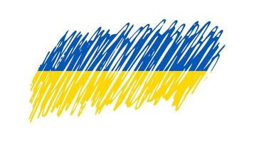 Ukrainian national flag in grunge style. Drawn by pen flag of Ukraine. Vector illustration