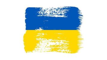 Ukrainian national flag in grunge style. Painted with a brush stroke flag of Ukraine. Vector illustration