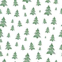 Seamless pattern with hand drawn Christmas trees. Sketched firs. Winter holiday doodle elements. Vector illustration