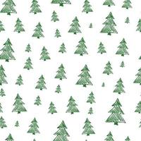 Seamless pattern with hand drawn Christmas trees. Sketched firs. Winter holiday doodle elements. Vector illustration