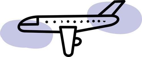 Flying airplane, illustration, vector on white background.