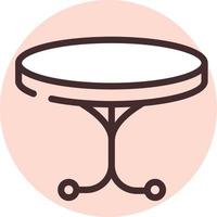 Furniture round table, icon, vector on white background.