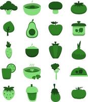 Conjunto de iconos vegetarianos, icono, vector sobre fondo blanco.