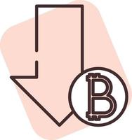 disminución de blockchain, icono, vector sobre fondo blanco.