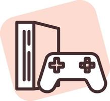 Electronics gaming console, icon, vector on white background.