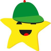 Star with hat, icon, vector on white background.