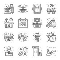 Collection of Airport Line Icons vector