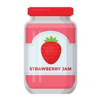 Strawberry Jam Glass Jar vector