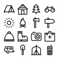 paquete de iconos de línea de camping vector