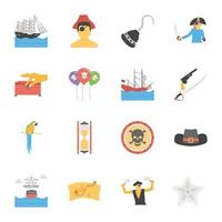 Trendy Pirate Objects Flat Icons vector