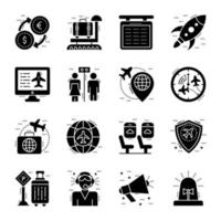 paquete de iconos de glifos de viaje vector