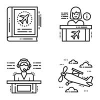 Set of Airport Services Line Icons vector