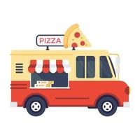 Trendy Pizza Van vector