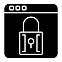 Website Locked Glyph Icon vector