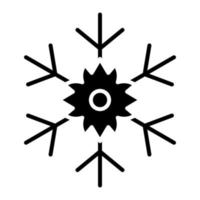 icono de glifo de copo de nieve vector