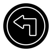 Turn Left Glyph Icon vector