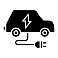 icono de glifo de coche eléctrico vector