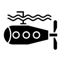 Submarine Glyph Icon vector
