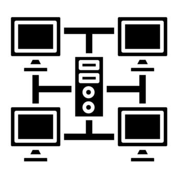 icono de glifo de computación en cuadrícula vector