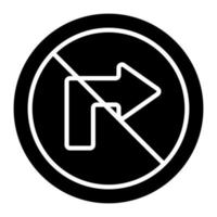 No Right Turn Glyph Icon vector