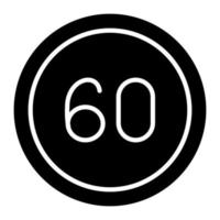 60 Speed Limit Glyph Icon vector