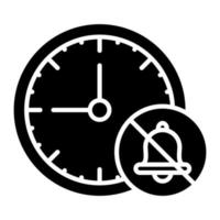 Mute Alarm Clock Glyph Icon vector