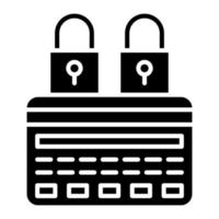 Credit Card Locked Glyph Icon vector