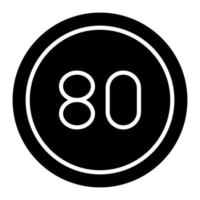 80 Speed Limit Glyph Icon vector