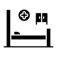 icono de glifo de cama de hospital vector