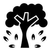 Autumn Tree Glyph Icon vector