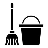 Mop Bucket Glyph Icon vector
