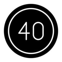 40 Speed Limit Glyph Icon vector