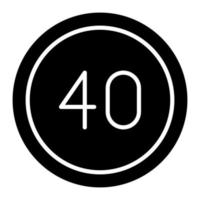 40 Speed Limit Glyph Icon vector