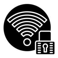 Signal Wifi 4 Bar Lock Glyph Icon vector