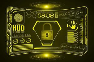 Modern HUD Technology Screen Background with padlock vector