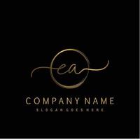 Initial EA handwriting logo with circle hand drawn vector