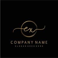 Initial EX handwriting logo with circle hand drawn vector