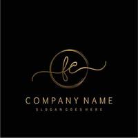 Initial FC handwriting logo with circle hand drawn vector