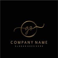 Initial GO handwriting logo with circle hand drawn vector