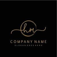 Initial HM handwriting logo with circle hand drawn vector