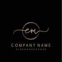 Initial EM handwriting logo with circle hand drawn vector