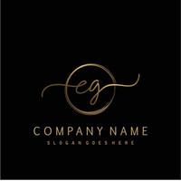 Initial EG handwriting logo with circle hand drawn vector