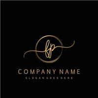 Initial FP handwriting logo with circle hand drawn vector